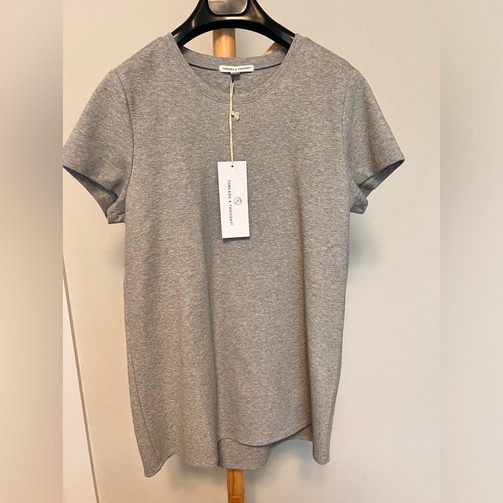 Threads 4 Thought Heather Gray Crewneck Women’s Lace up Back T-Shirt Size M NWT